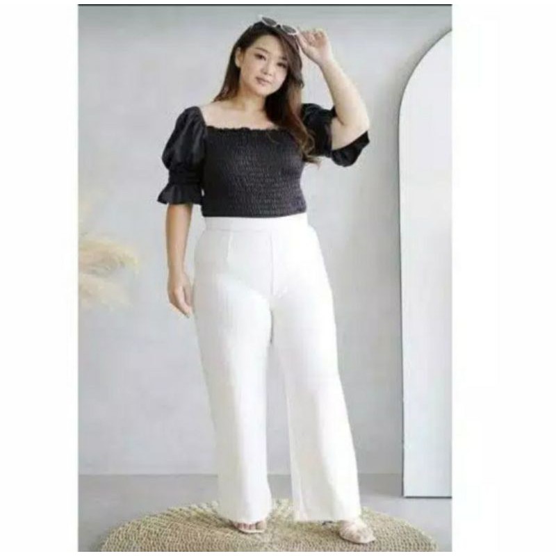 Kulot Scuba Jumbo Hitam dan Putih// kulot scuba Highwaist//kulot termurah//kulot XXXL