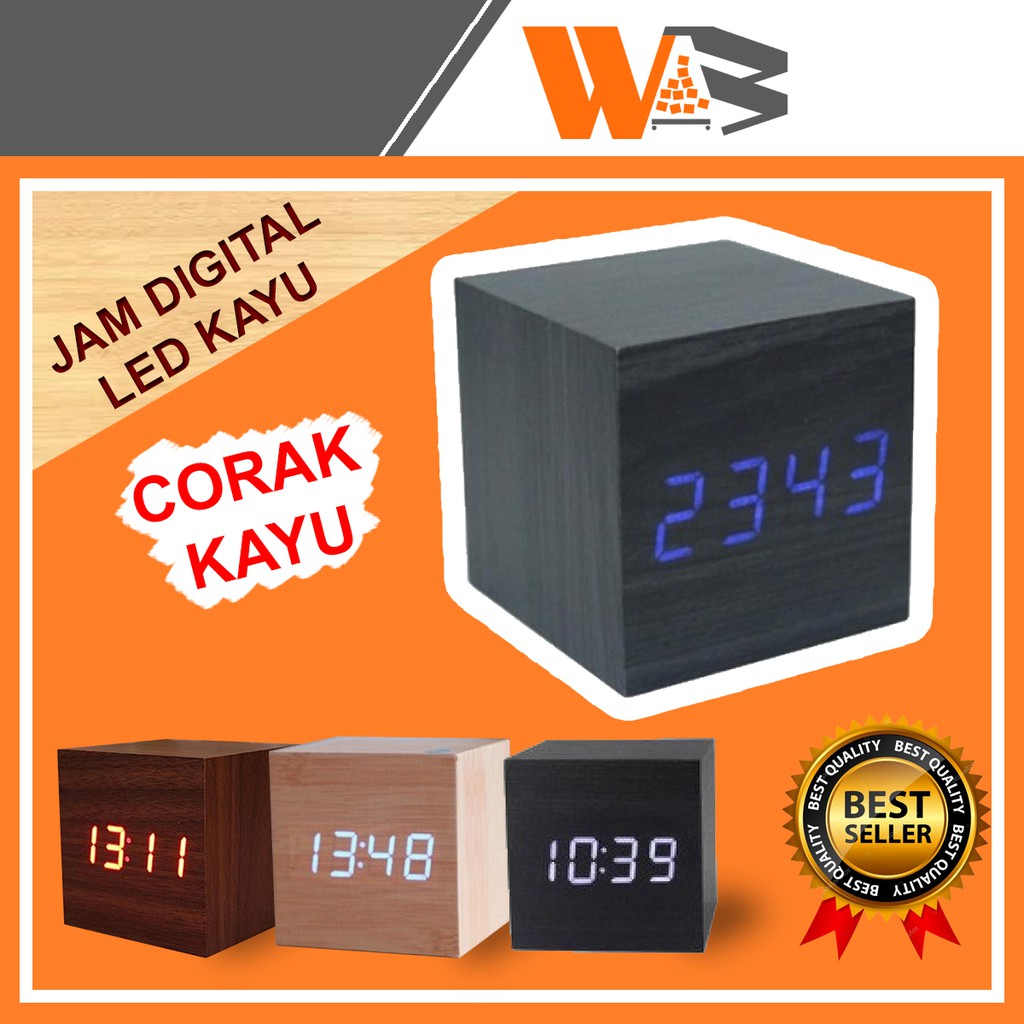 COD JAM DIGITAL LED KAYU JAM WEKER WAKER BEKER ALARM MEJA WOOD CLOCK UNIK MURAH B70