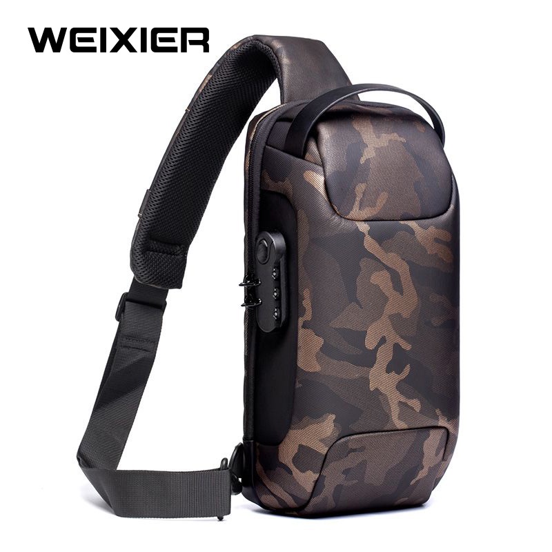 WEIXIER 9529 Tas Selempang Pria Shoulder Bag USB Port Anti Maling WK-SBY