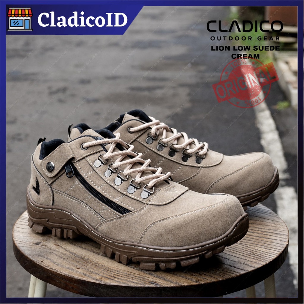 Lion Low Cladico Sepatu Safety Boot Pendek Ujung Besi Bahan Suede Premium Dengan Resleting Kerja Proyek Lapangan Outdoor Berkendara Sefty Shoes Cowok Model Keren