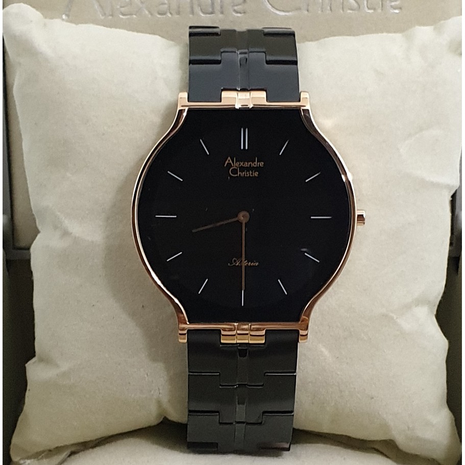 Alexandre Christie Ac8603 Rosegold Black,Jam Tangan Pria Original