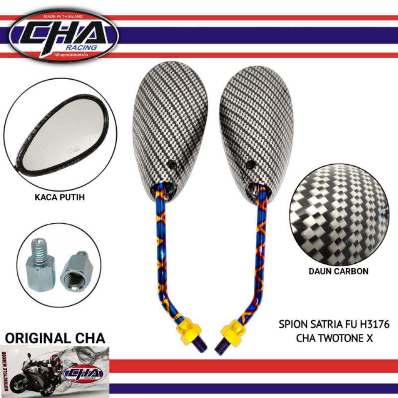 SPION CARBON TWOTONE MODEL STANDAR SATRIA FU DRAT 12 PLUS DRAT 14 HONDA YAMAHA UNIVERSAL-Blue X CHA