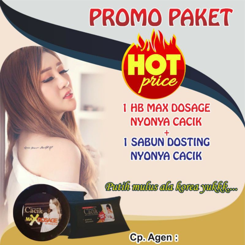 1 paket sabun dosting Nyonya Cacik + Body Whitening spf 90