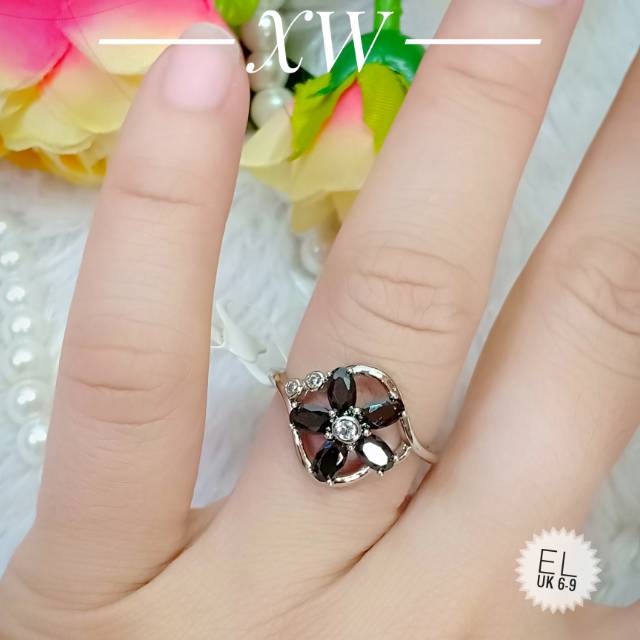 Cincin xuping silver batu hitam C03022