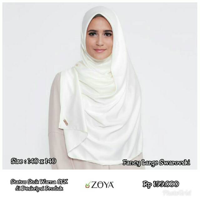 Hijab Jilbab Syari Ekstra Lebar Kerudung Segi Empat FANCY LARGE SWAROSKI Scarf ZOYA Original