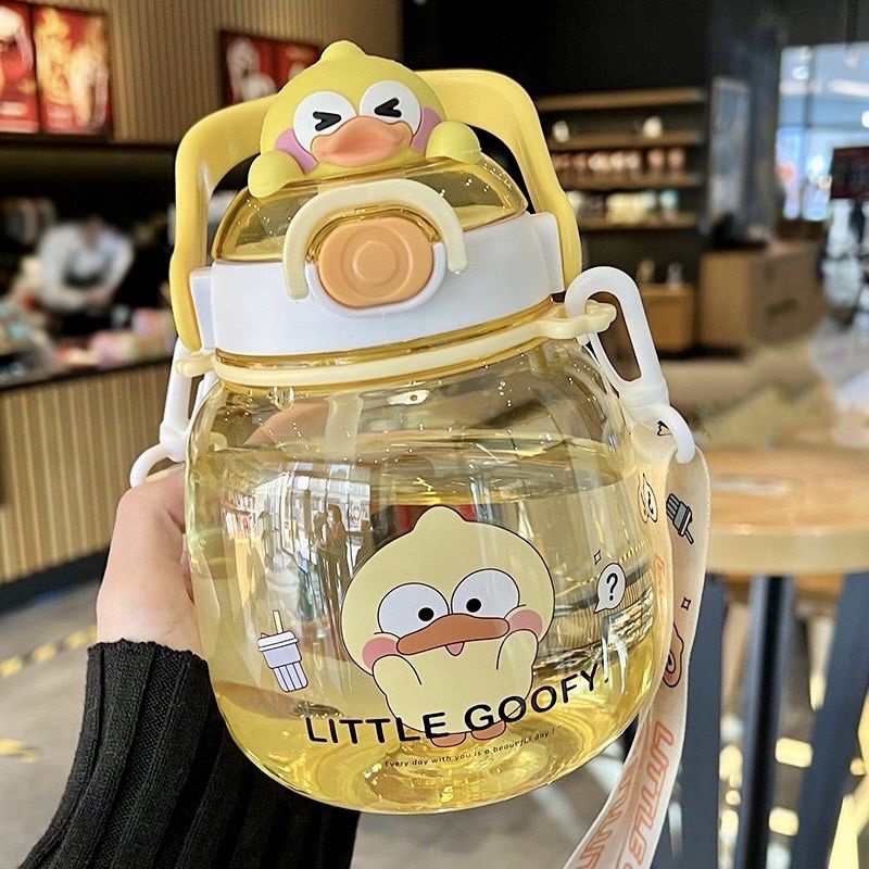 botol minum sedotan anak 1100 ml animal lucu (free gantungan+ sticker 3d)