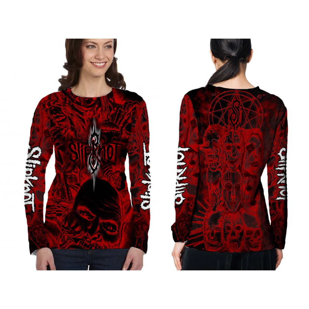 Kaos Baju T-Shirt Lengan Panjang Dewasa Slipknot Fullprint