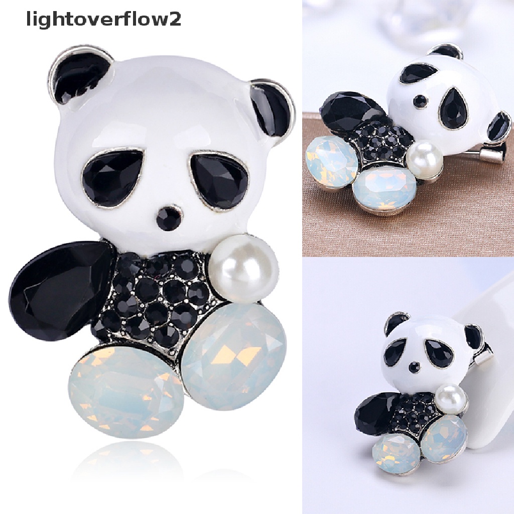 (lightoverflow2) Bros Pin Enamel Desain Panda Hias Kristal Untuk Pengantin Wanita