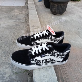 SEPATU VANS SEKOLAH KASUAL HITAM CATUR /PUTIH PRIA LAKI