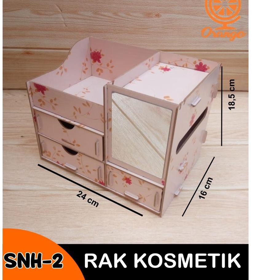 rumah_kita2020 Rak Kosmetik Kayu Ada Cermin Lubang Tisu Wooden Make Up Organizer Rak P3K Rak Serbaguna Multifungsi Lemari Kotak Obat Storage Box COD MURAH