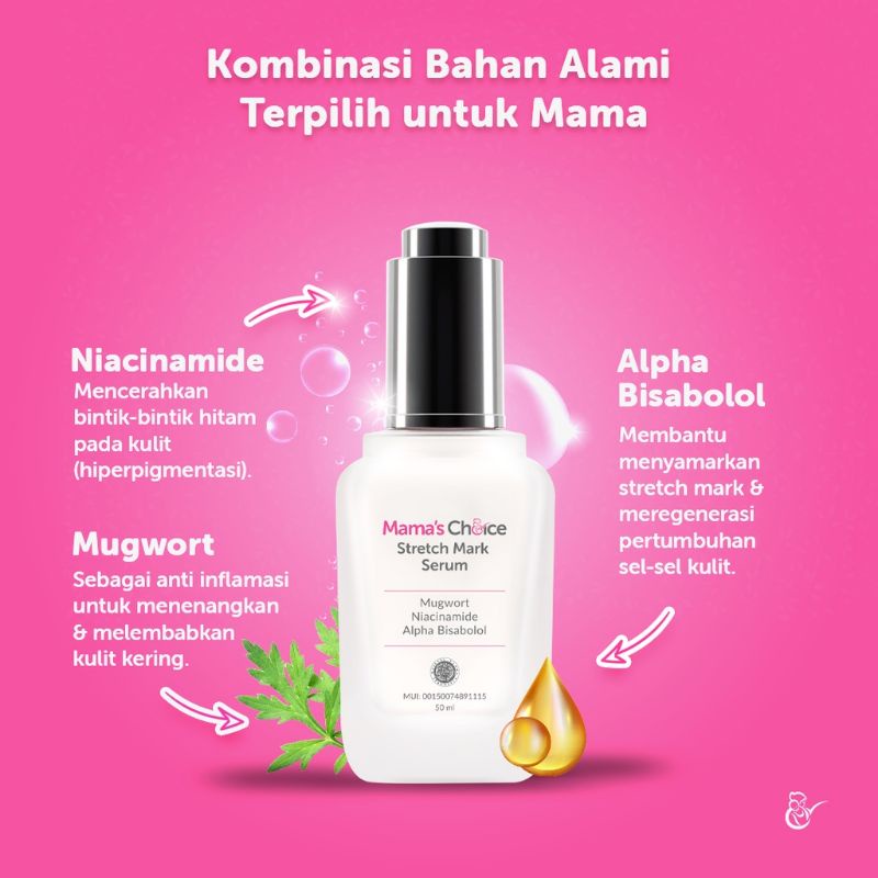 Mama's Choice Stretchmark Serum | Cream Menyamarkan Stretch Mark dan Mencerahkan Kulit