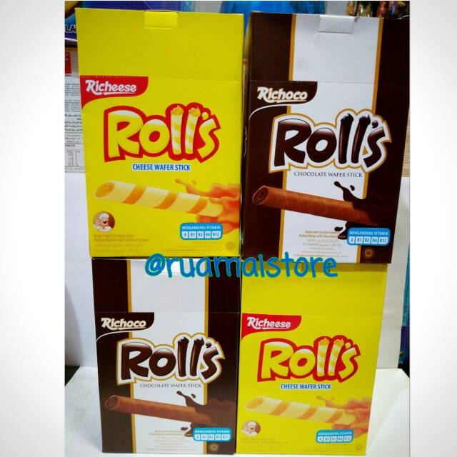 

(BOX) Rolls Richeese Nabati Cokelat / Keju (20 x 8gram)