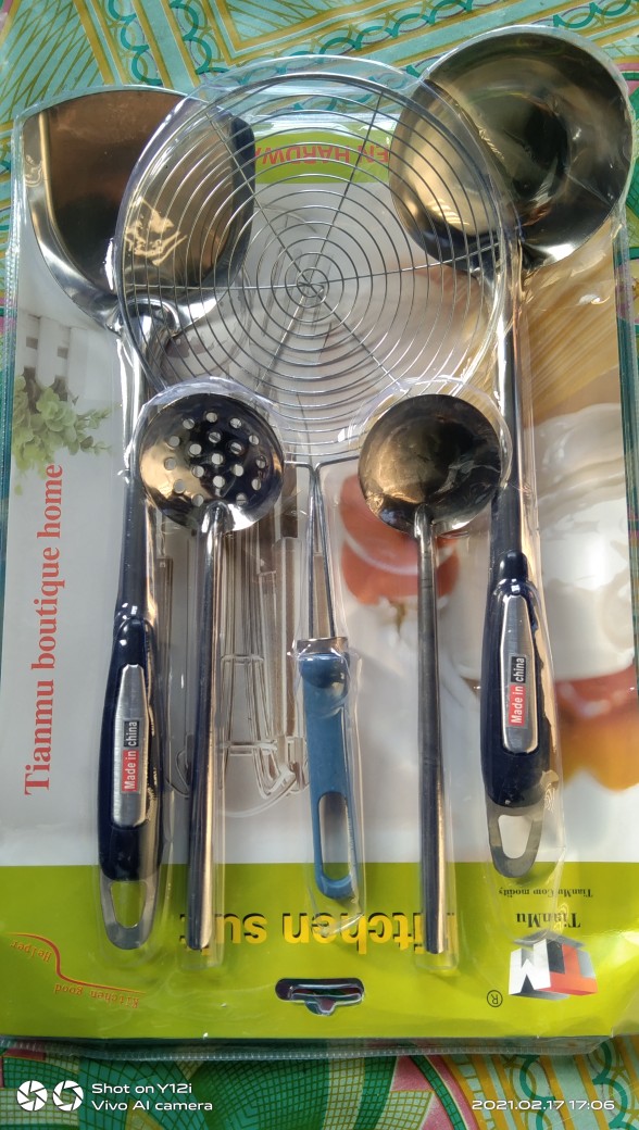 Bos215 Peralatan Dapur Set Spatula 5pcs Alat Dapur Stainless