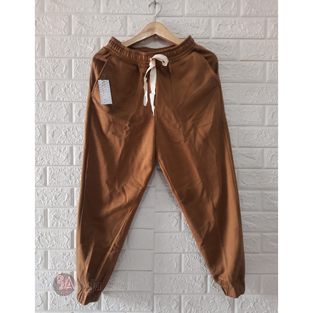 JOGER KARET_ Celana Joger Training bawah karet olah raga & santai wanita dan pria-bahan baby terry-n