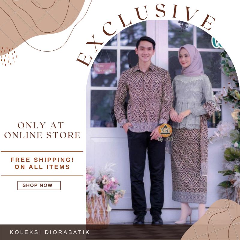 Couple Kebaya Tunangan //M.L.XL.XXL Set Couple Kebaya Free Selendang Kemeja Pria Lengan Panjang