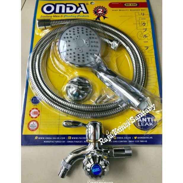 Hand Shower Onda SO 230 + Kran Cabang Onda/Paket Lengkap Hand Shower + Kran Onda/Shower Set