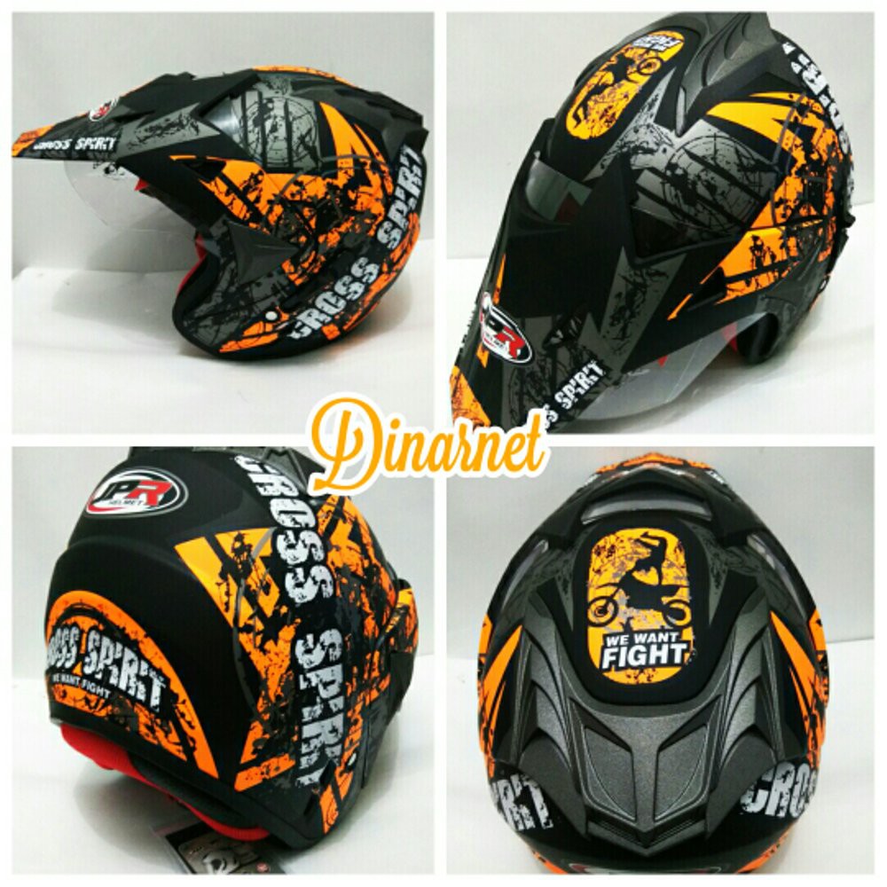 Jual Helm Semicross Double Visor Standar SNI Half Face Trabas Semi Trail terlaris