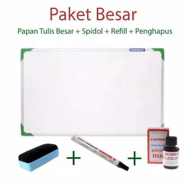 

Paket Lengkap PAPAN TULIS 70x50 (Besar)+ spidol+refill+Penghapus