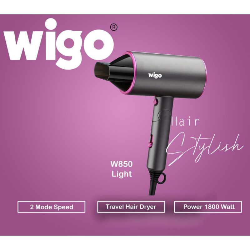 travel HAIR DRYER WIGO W-850 pengering rambut dingin panas 3 temperatur bisa lipat cocok untuk traveling