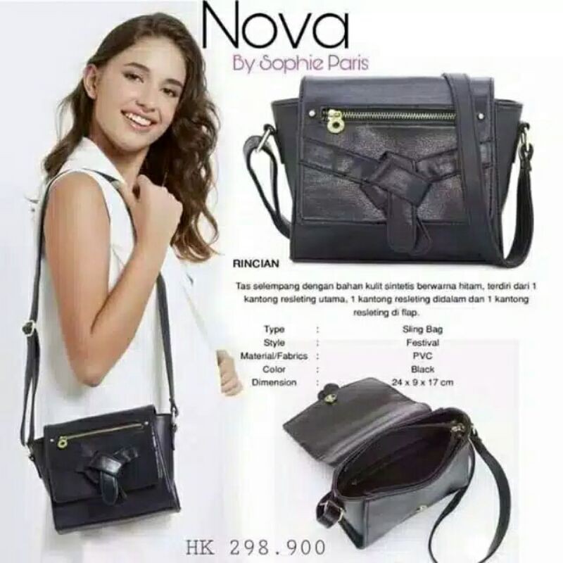 TAS NOVA SOPHIEMARTIN PARIS/TAS SELEMPANG WARNA HITAM PROMO