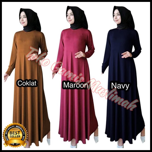 💕Gamis Maxi Dres Muslim Gamis Polos Jersey Wanita Muslim Kekinian Motif Kanaya SB