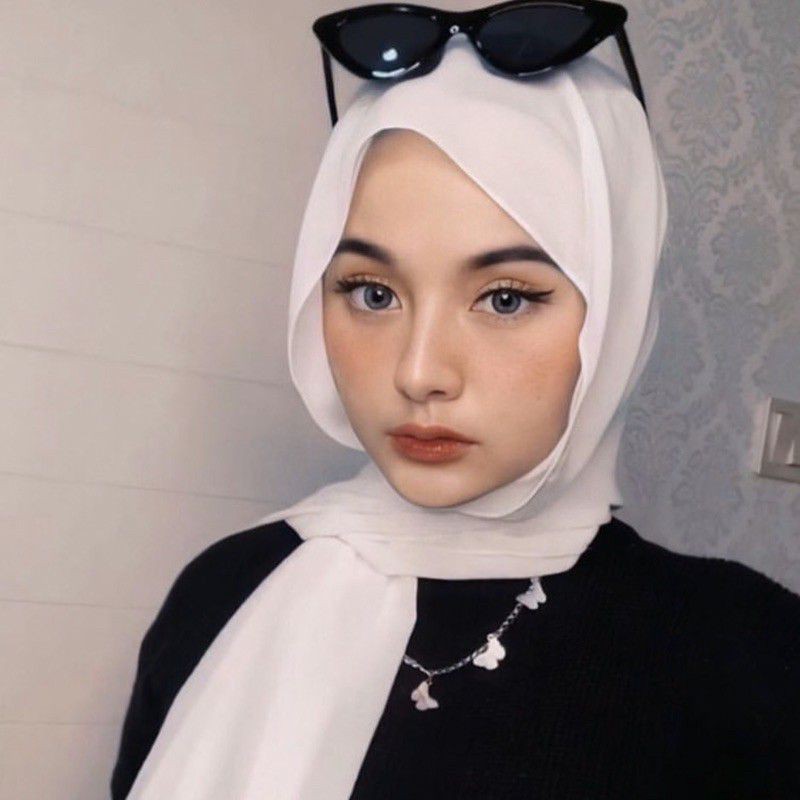 BISA COD! PASHMINA BELLA SQUARE DOUBLE HYCOUNT 175X75CM-White