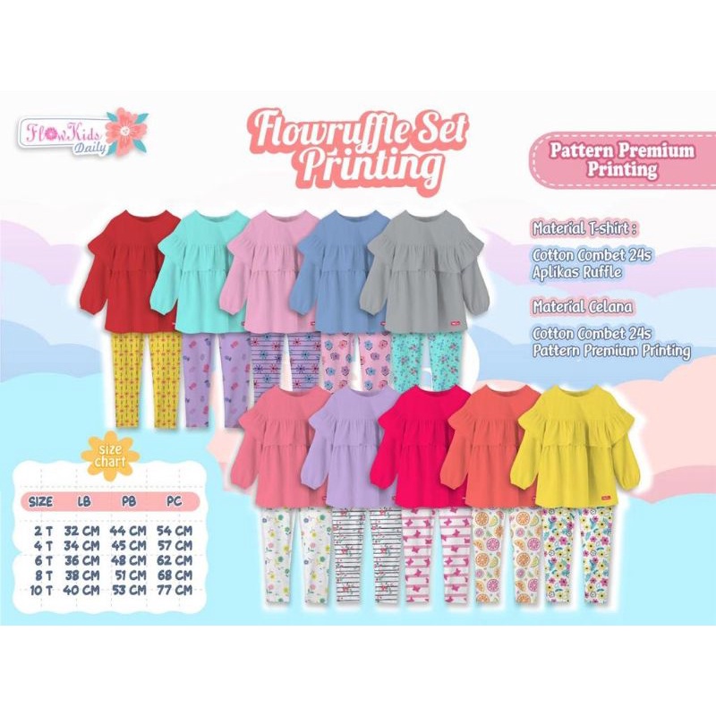 Setelan Daily Flowruffle Set Printing by Flowkids