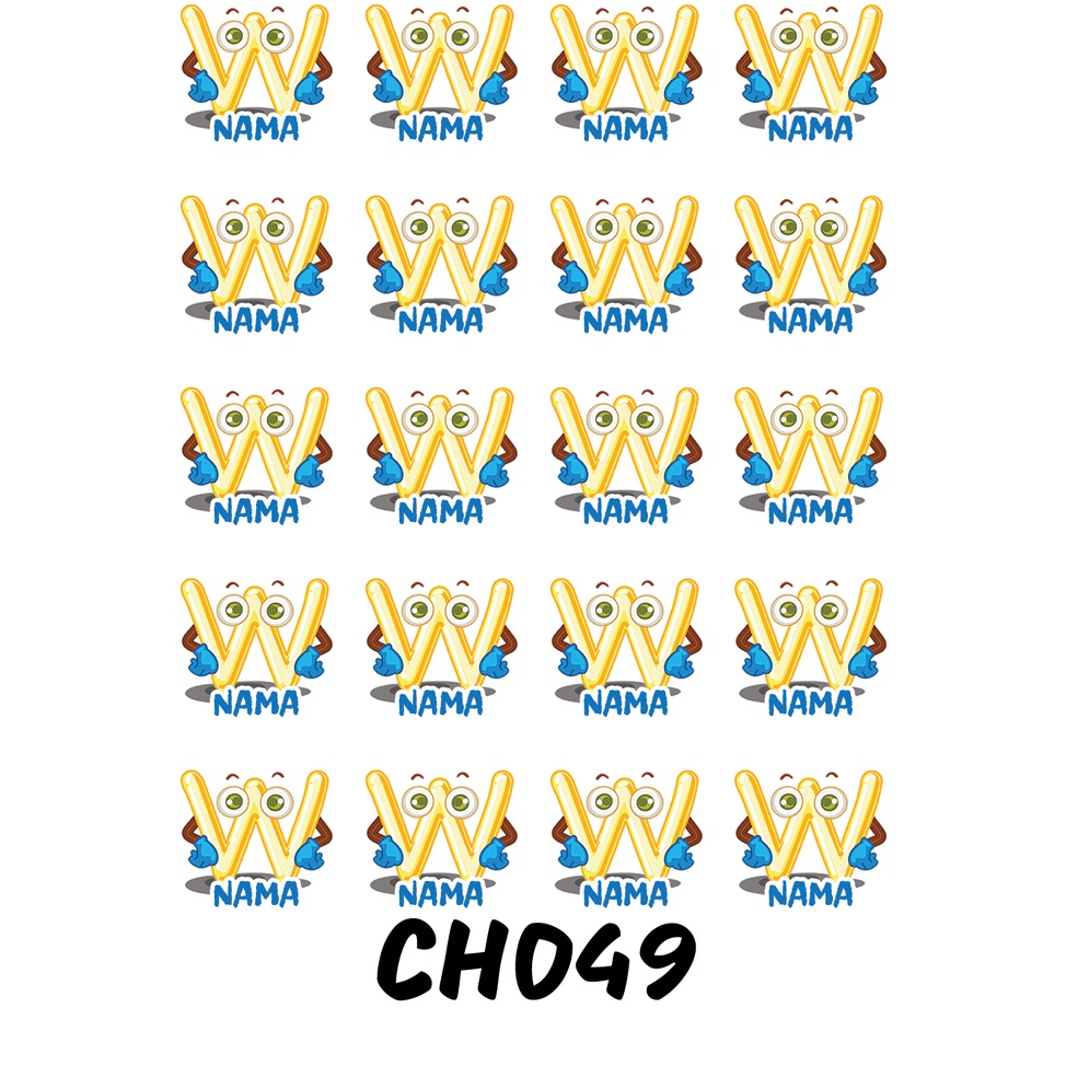 

Sticker Nama Cutting Label Waterproof Tahan Air Huruf 49 (CH049)