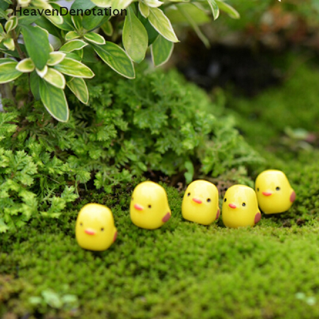 (Heavendenotation) 5pcs Miniatur Ayam Kuning Untuk Dekorasi Terarium / Rumah Boneka Diy