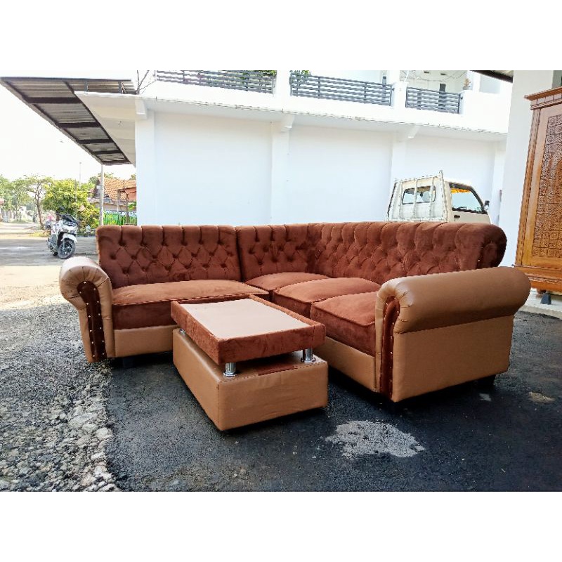 Sofa Minimalis L Putus / Sofa Kancing/ Sofa L Kancing/ Sofa L Minimalis