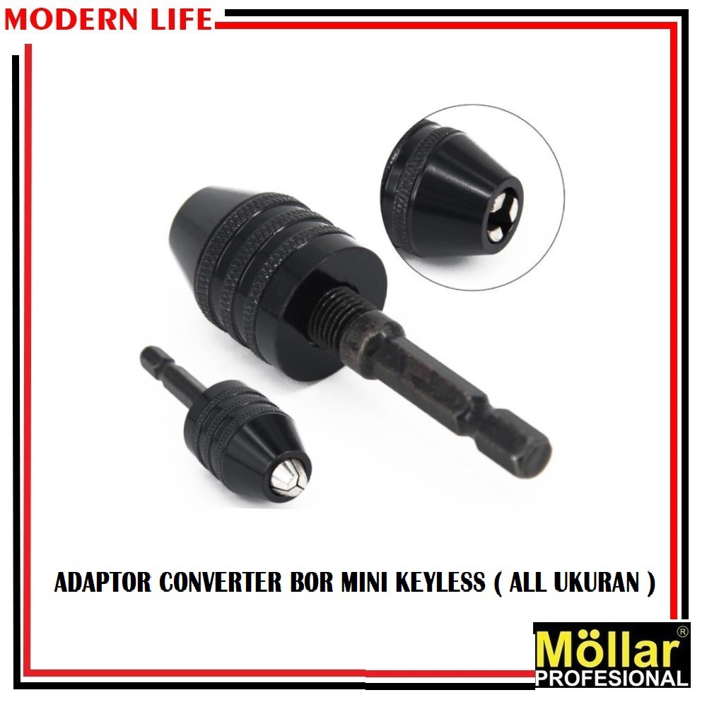 Adaptor Converter Hex Shank Kepala Bor Mini Keyless ( Semua Ukuran )