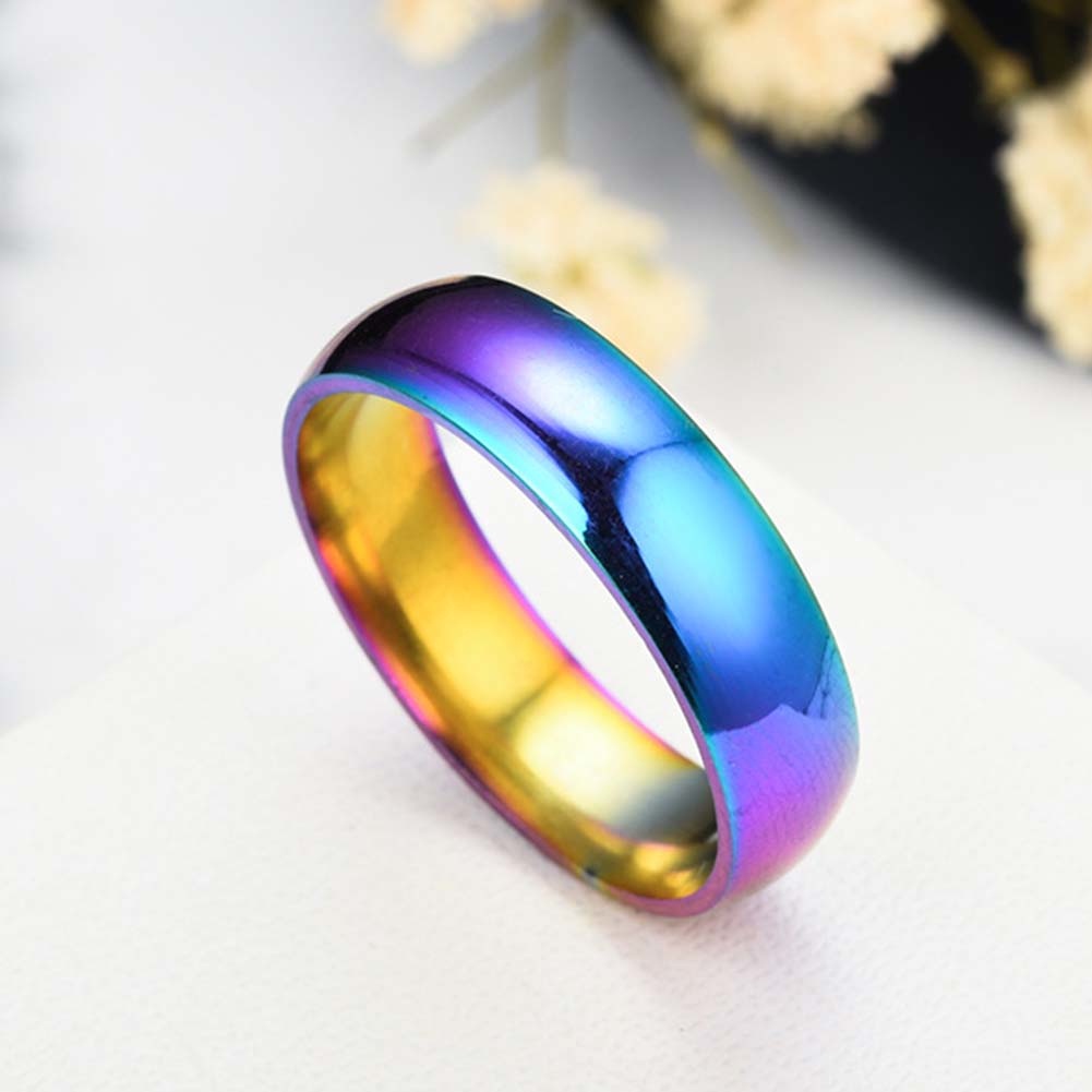 Hu Hu Hu Hu Hu Alat Bantu Pasang Kacamata♡ Cincin Pasangan Bahan Stainless Steel Warna Pelangi Untuk Hadiah Pernikahan