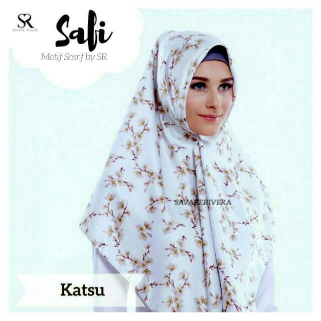 Katsu Jilbab Segi Empat Terbaru motif Bunga Sakura