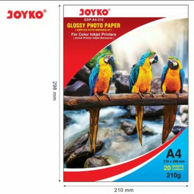 

Kertas Foto Glossy Paper Jokyo A4 Tebal 210gsm Isi 20 Lembar