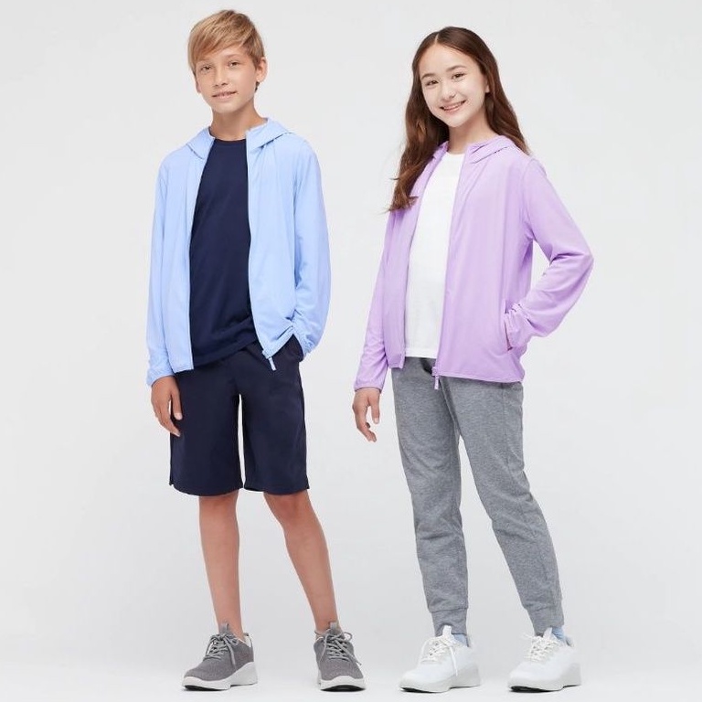 Jaket Airism Uniqlo UV Cut Mesh Hoodie Anak laki Laki perempuan unisex alrism Remaja Dewasa 3-17 Tah