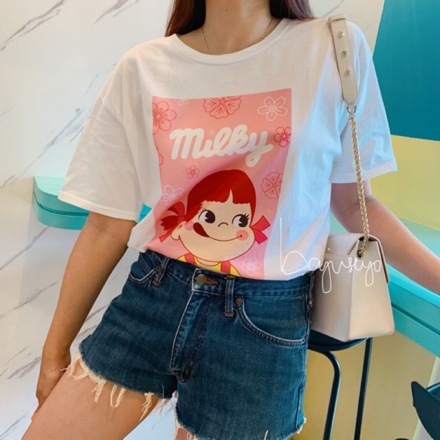 READY STOCK  MILKY PEKO TEE / SHIRT - SAKURA PINK EDITION / KAOS PEKO / TSHIRT PEKO