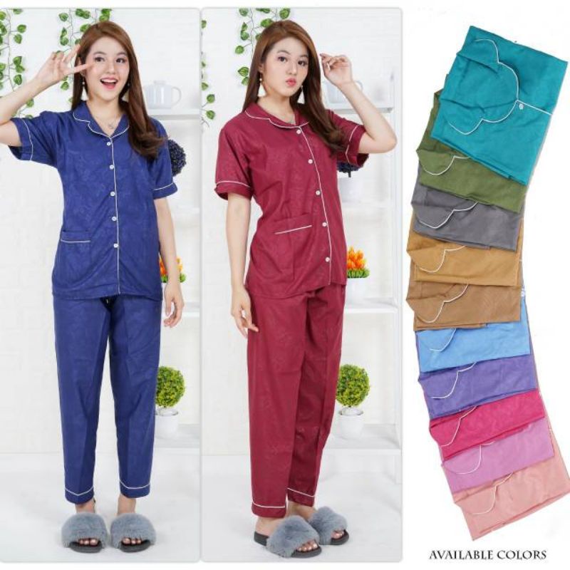 Baju Setelan Piyama Dewasa Lengan Pendek  / Baju Tidur Murah