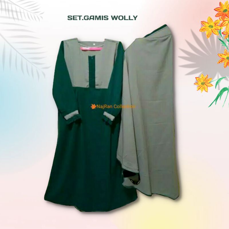 SET GAMIS DEWASA SYAR'I JILBAB PANJANG FREE CADAR