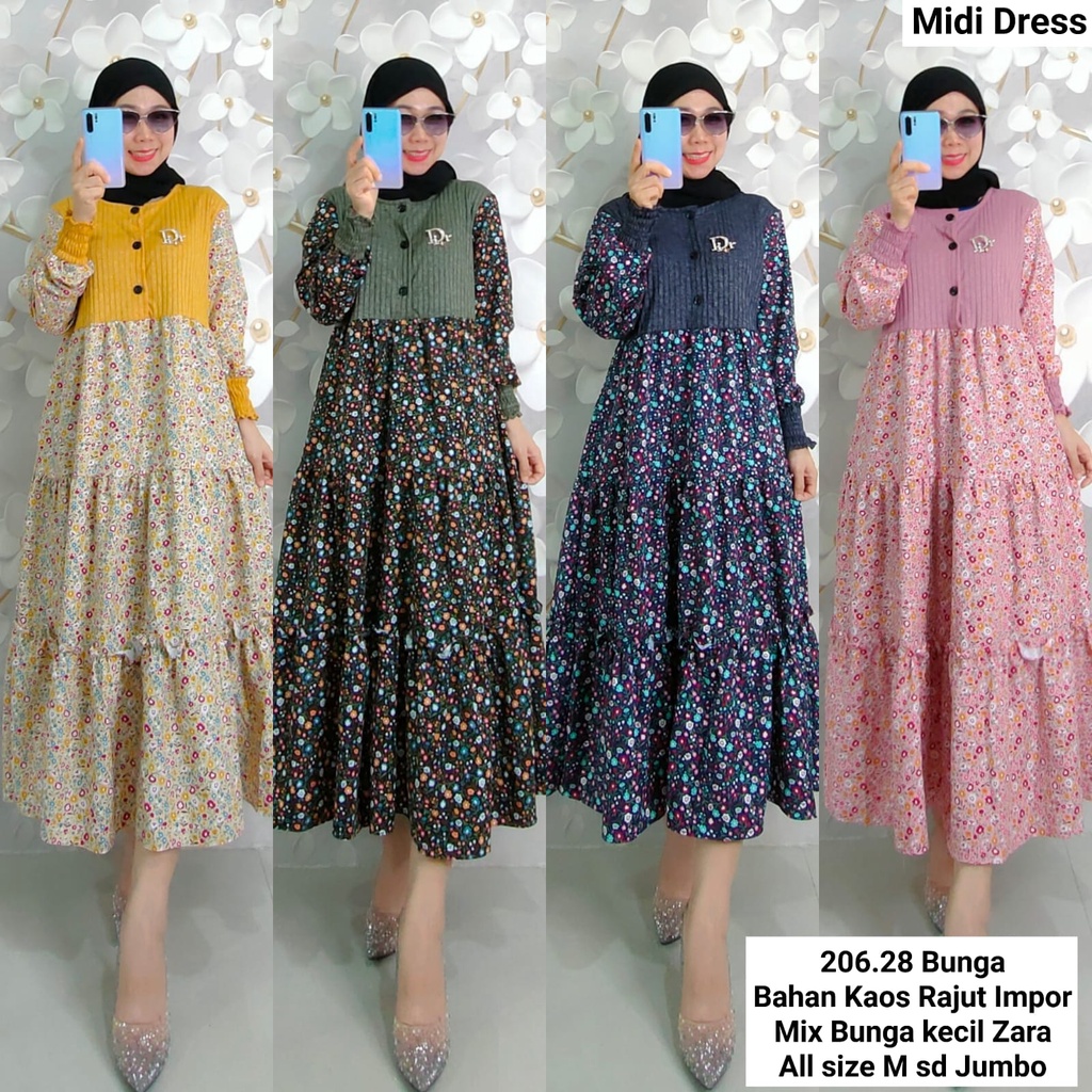 Dress MIDI Dress Flow Ain 4 Variasi Warna