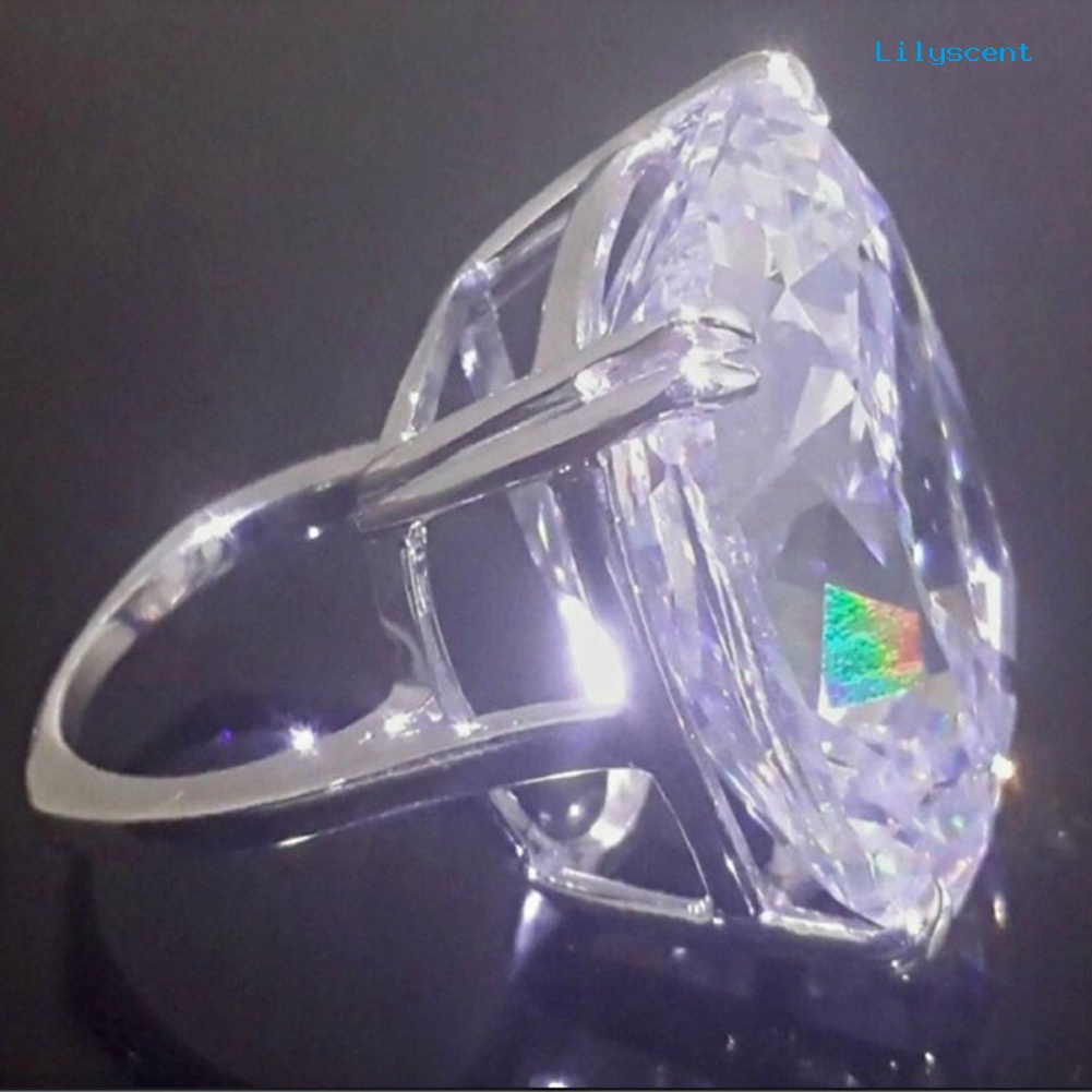 Ls Cincin Kawin / Tunangan Cubic Zirconia Persegi Besar Mewah Untuk Wanita