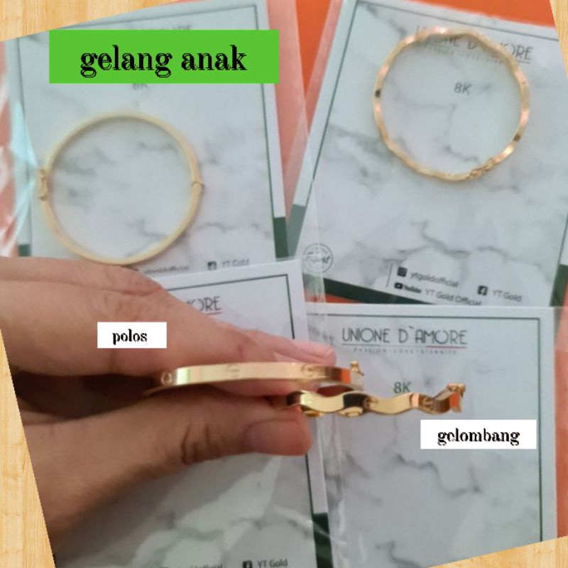 GELANG CARTIER CARTIR ANAK BANGLE ASLI POLOS DAN GELOMBANG YT 375 8k