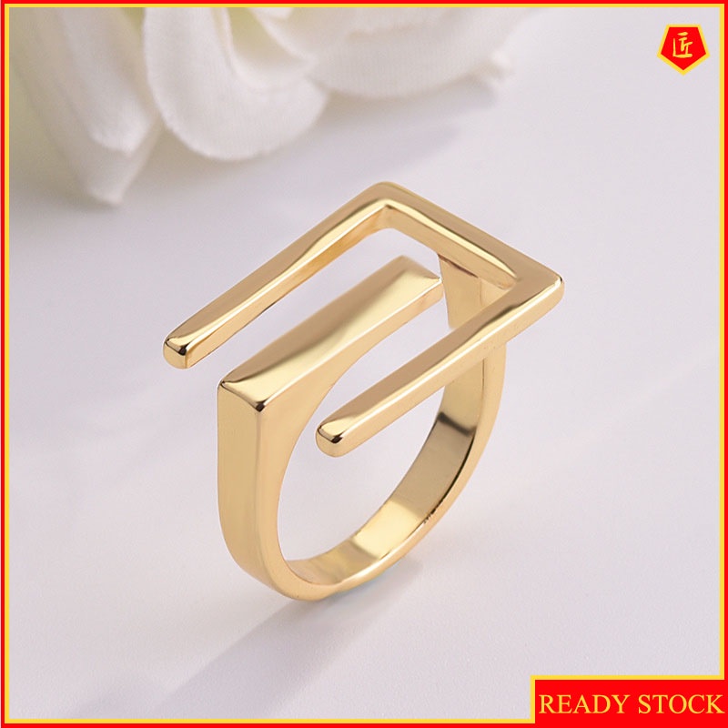 [Ready Stock]Niche Geometric Gold Ring Women's Fashion Personality