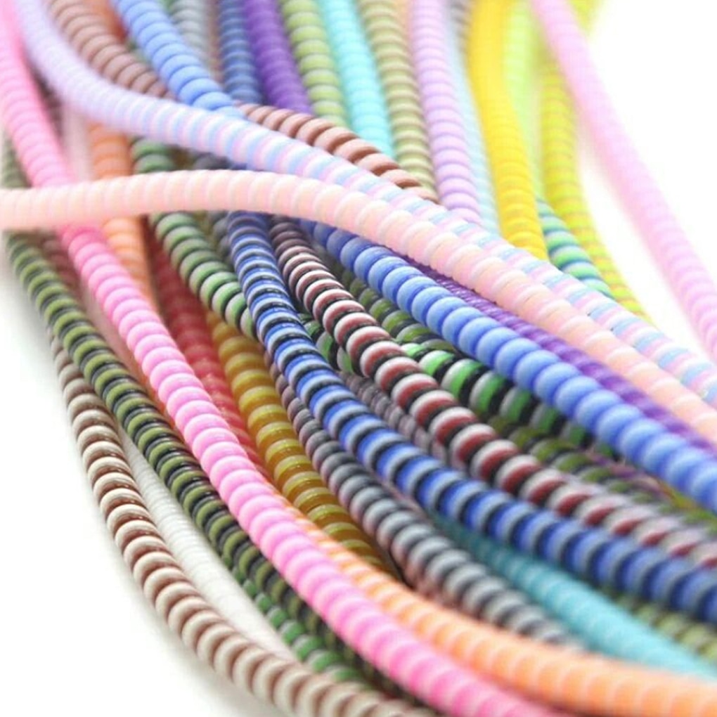 1.4M Colorful phone Wire Cord Rope Protector USB Charging Cable Bobbin Winder Data Line earphone Cover Suit Spring Sleeve twine