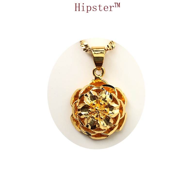 New Vintage Classic 24K Gold Flower Cutout Creative Design Pendant Necklace