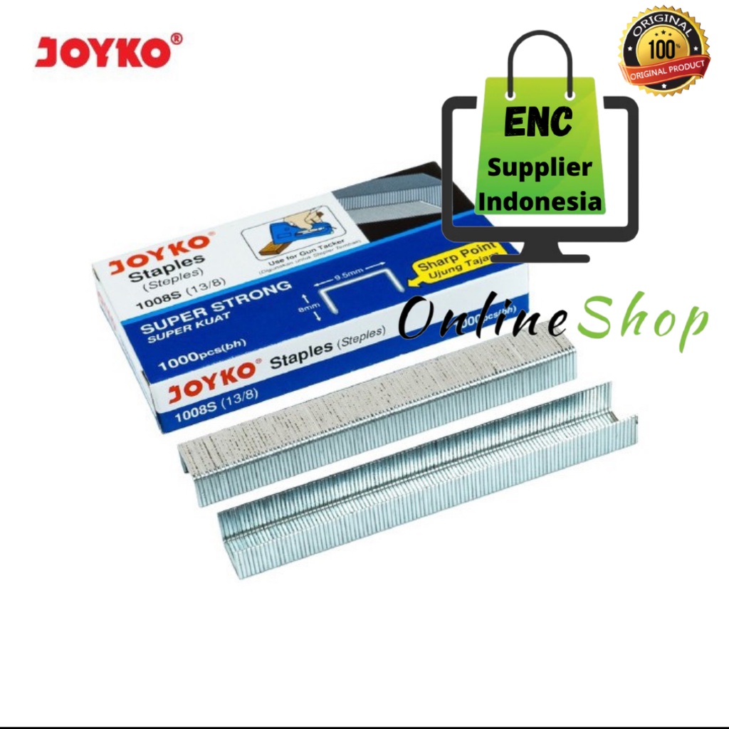 

JOYKO 1 box isi staples tembak 13/8 reffil stepler gun tacker 1008s refil stapler per pak kecil - enc.sup