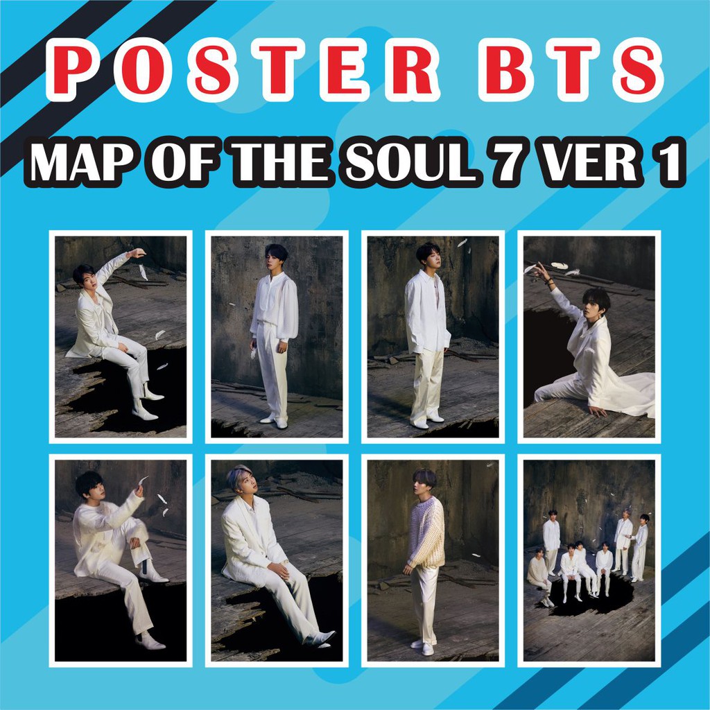 POSTER BTS MAP OF THE SOUL 7 VER 1 (SIZE A3+)  | Jhope Jimin Jin Jungkook Rapmon Suga Taehyung