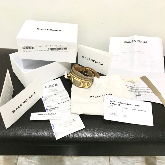 Authentic Balenciaga Bracelet Cuff Edge Mettalic Size S