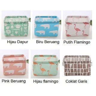 Tempat Penyimpanan Multifungsi Perlengkapan Rumah Storage Box Organizer Serbaguna - Kotak Penyimpan Mini Serbaguna Warna Lucu Bahan Kanvas-Desktop Mini Box Storage Bisa Dilipat