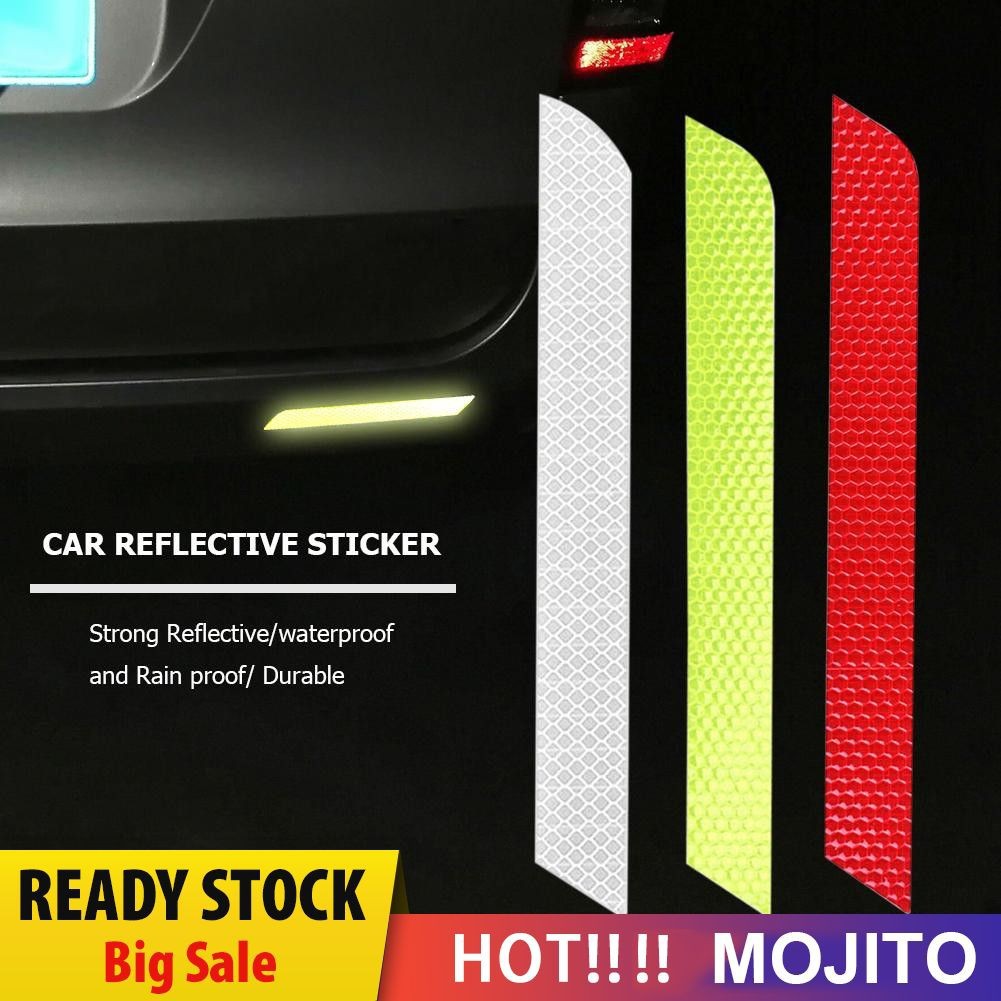 MOJITO 2pcs Car Reflective Sticker Decal Warning Tape Rear Tail Light Bumper Strip