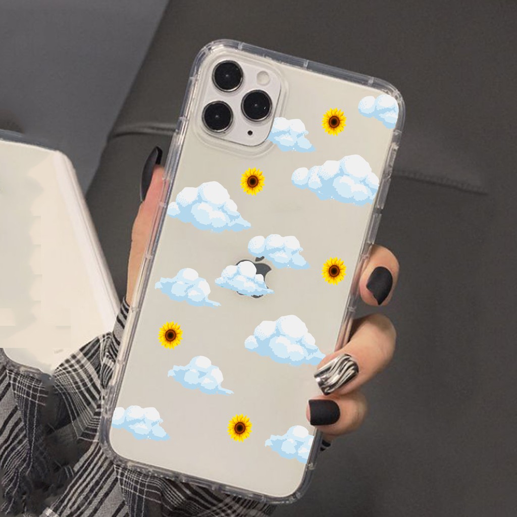 [SOFTCASE]CLOUD AND SUNFLOWER AESTHETIC  transparan iphone 5 6 plus 7 xr 8 xs max 11 pro max 12 mini se 2020 DLL